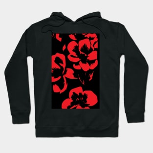 Crimson Bloom on Noir Hoodie